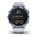 Спортивные наручные часы Garmin Fenix 6 Pro Solar синий минерал с белым ремешком 010-02410-19