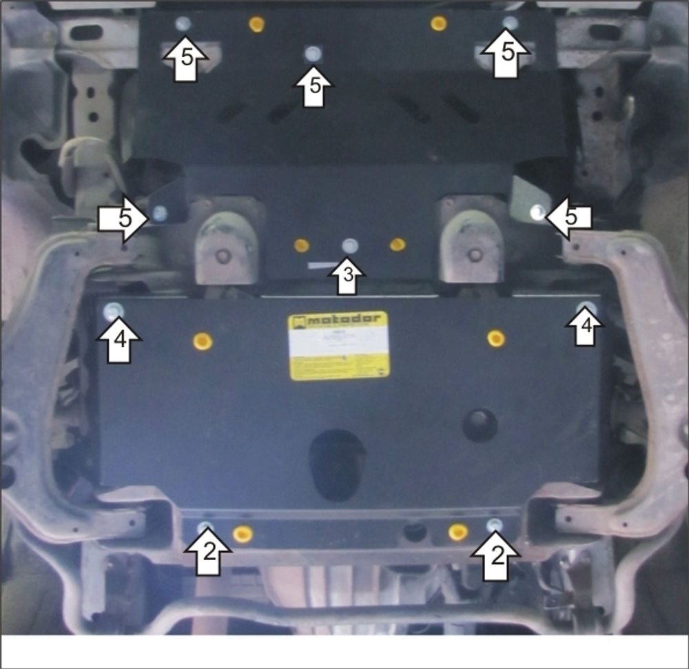 Защита стальная 3 мм Р;Д;ПДф; Toyota Hiace; 4WD; V=2,5TD 2004&gt; MOTODOR.12515