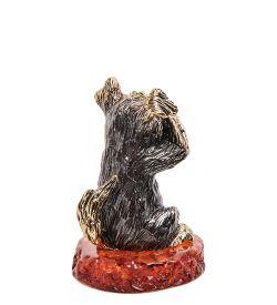 Народные промыслы AM-3176 Фигурка «Собака не вижу» (латунь, янтарь)