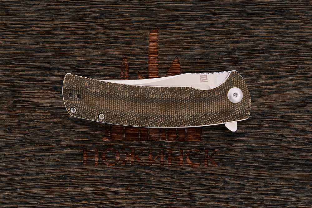 Нож складной Artisan Arroyo, клинок 85мм, сталь AR-RPM9, рукоять микарта