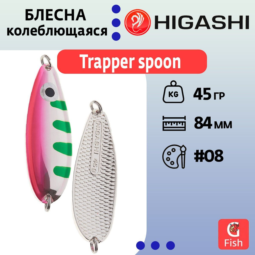 Блесна колеблющаяся HIGASHI Trapper spoon 45g#08