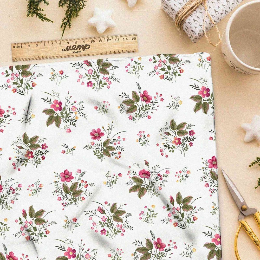 Ткань муслин нежные букеты