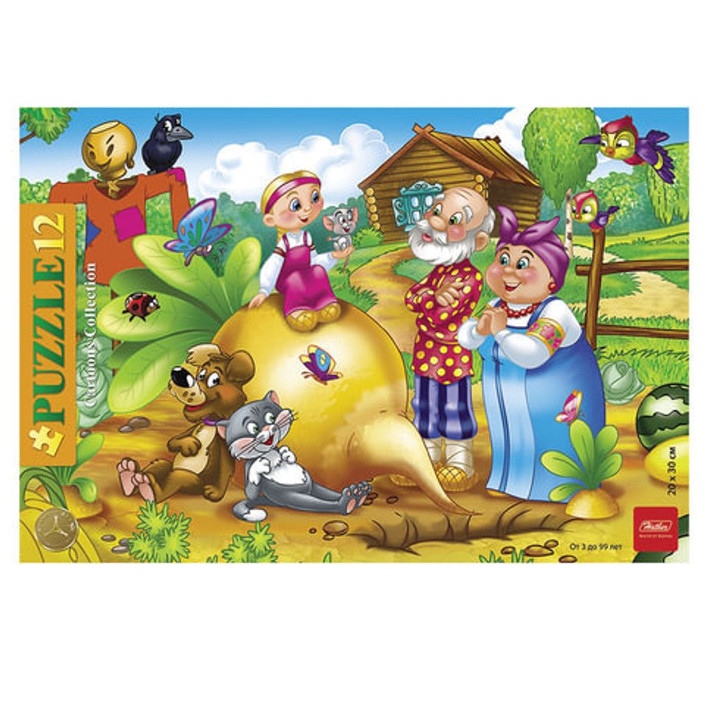 Пазл в рамке, 12 элементов, А4, "Репка", 200х300 мм, 12ПЗ4 10705, U159026