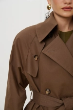Тренч с увеличенными плечами, Коричневый