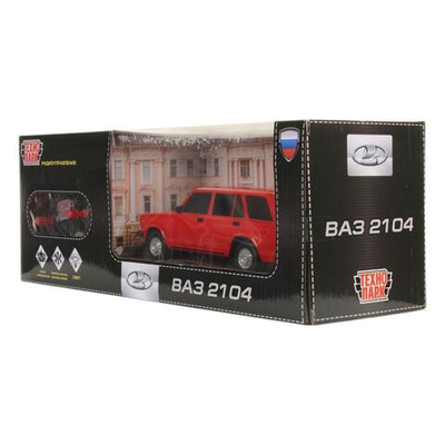 Модель пласт. на РУ "Lada Ваз-2104" 18см. свет, красный, на бат., в коробка 2104-18L-RD (Техно