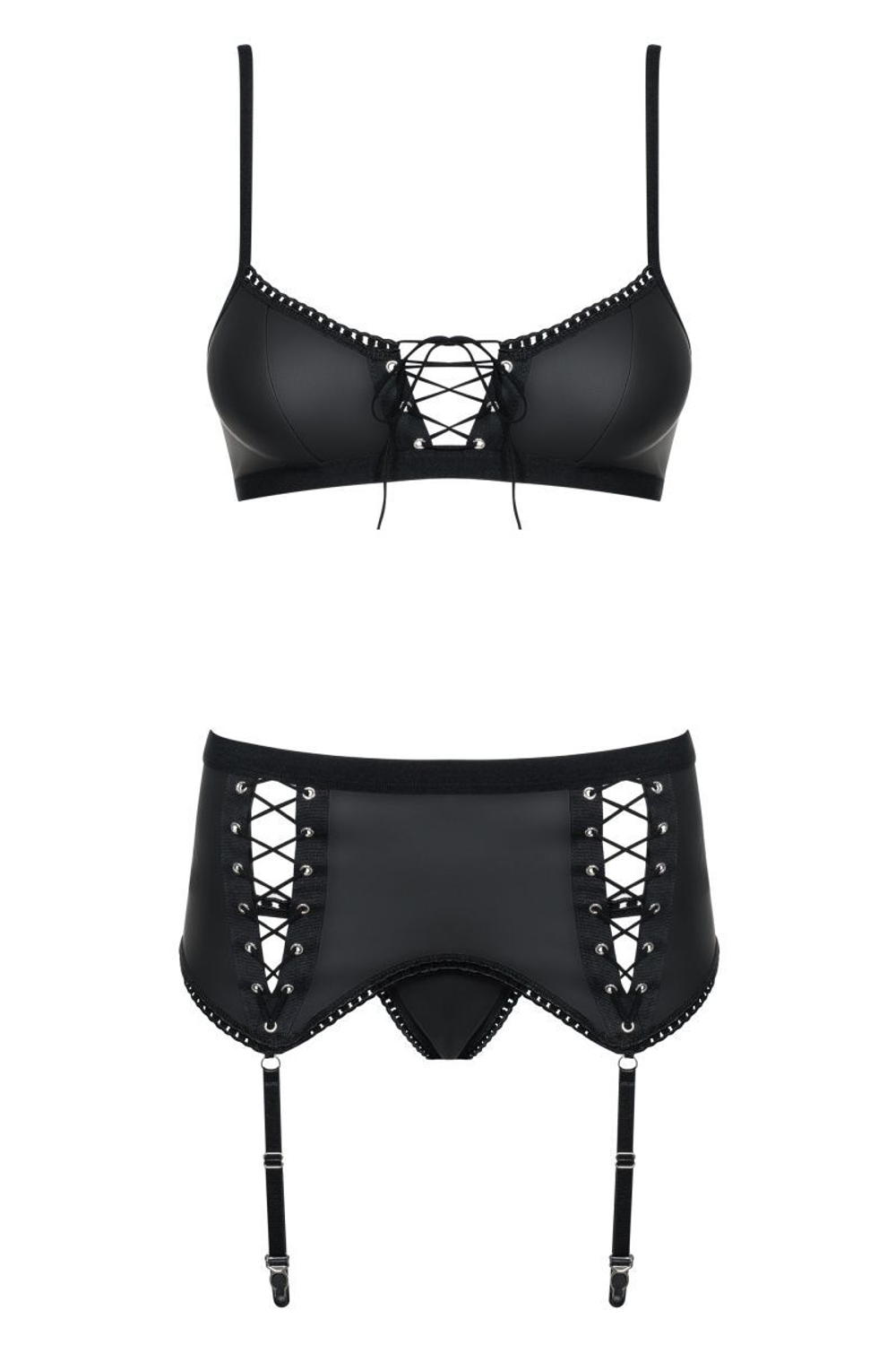 Роскошный комплект белья Redella со шнуровками (Размер: S-M) (Цвет: черный)