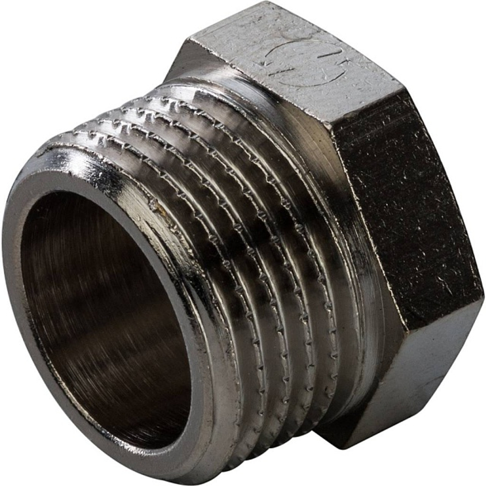 Заглушка с наружной резьбой STOUT SFT 0025 - 3/8" (для стальных труб, латунь никелированная)