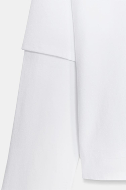 ZARA ФУТБОЛКА С ДВОЙНЫМ ЭФФЕКТОМ И ДЛИННЫМИ РУКАВАМИ, БЕЛЫЙ