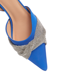 Женские босоножки синие со стразами