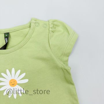 Футболка хлопковая "Летние цветы" сочный лайм