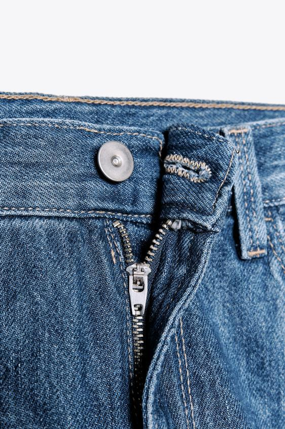 ZARA ДЖИНСЫ TRF BAGGY С ПРЯМЫМИ ШТАНИНАМИ И СРЕДНЕЙ ПОСАДКОЙ, МОРСКОЙ СИНИЙ