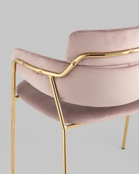 Стул Polin, розовый велюр с золотыми ножками