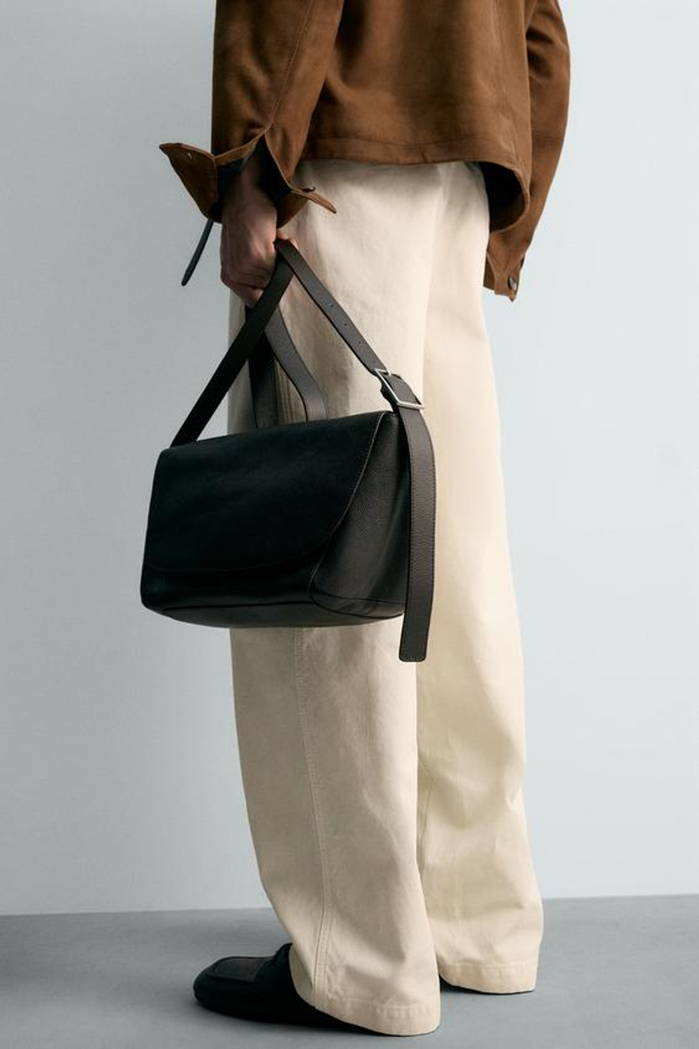 ZARA КОЖАНАЯ СУМКА С ПЛЕЧЕВЫМ РЕМНЕМ, КОРИЧНЕВЫЙ