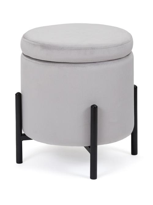 Пуф MyFar Фрэнк с ящиком светло-серый велюр MF1023-1