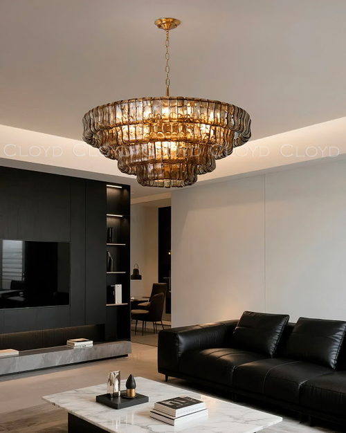 Люстра Cloyd NAMASTE C16 / Ø90 см - латунь - коричнев. стекло (арт.11689)