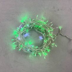 Светодиодная нить 100 зеленых LED ламп с мерцанием, 10 м., 24В, прозрачный провод ПВХ, LTC (PST100BLW-10-1G)