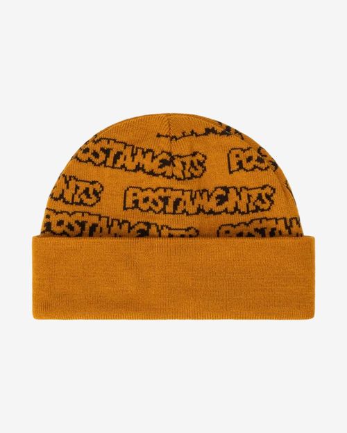 Шапка Postaments Wordz темно-горчичный/коричневая