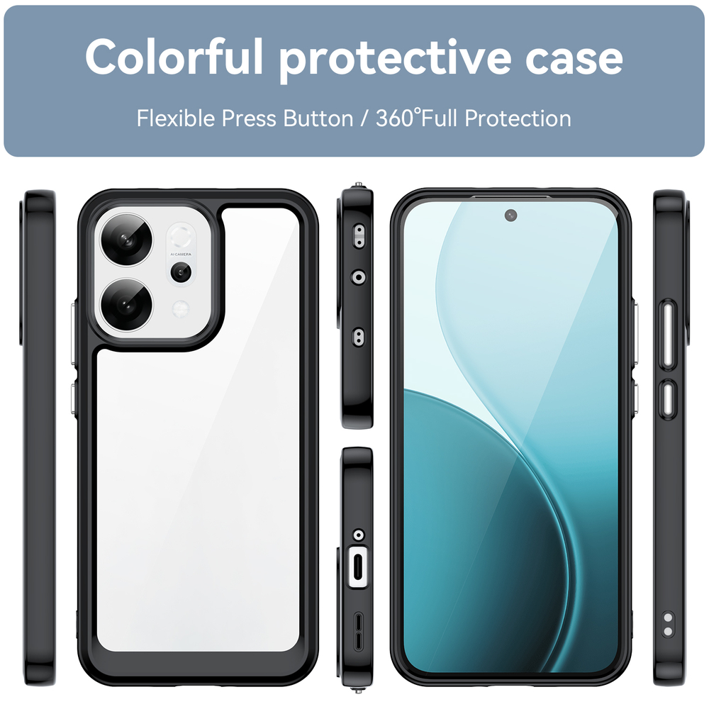 Противоударный чехол для OPPO Reno 14 Глобал и Reno 14F, усиленные прозрачные защитные рамки черного цвета