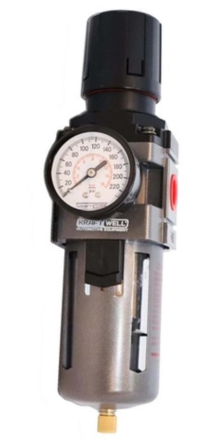 KraftWell KRW-FLR12W Фильтр-влагоотделитель с редуктором для пневмоинструмента, 1/2", до 16 бар,  серия STD