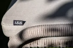 "Милан" стул плетеный из роупа, каркас алюминий белый шагрень, роуп бежевый круглый, ткань бежевая