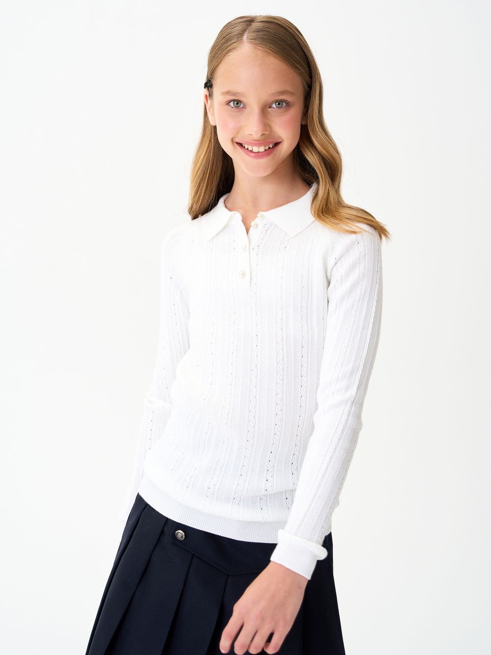 Джемпер поло для девочки 1327 белый
