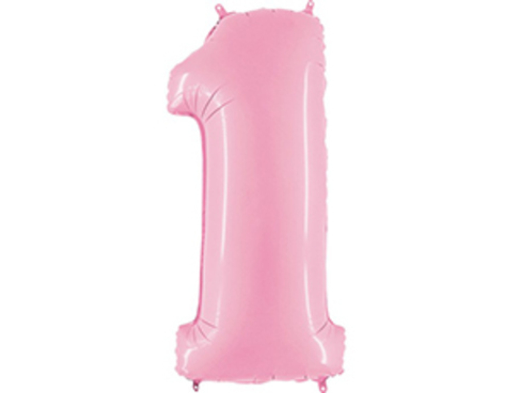 Г 40''/102 см, Цифра Розовый (Pink) "1"(надутый гелием)