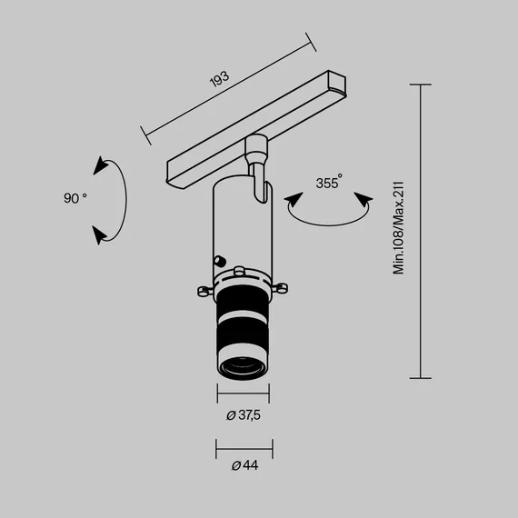 Трековый светильник Гала / Gala Exility 4000K 10Вт 20°-35° Technical tr108-2-10w4k-b