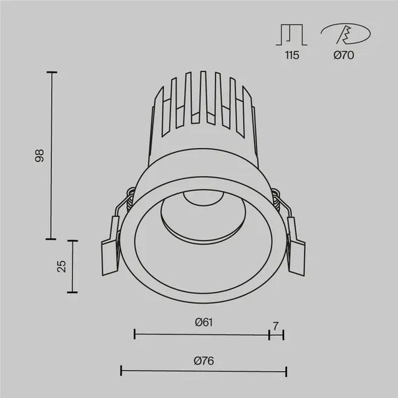 Встраиваемый светильник Омут / Dip 15 Вт 3000 К 50° Technical dl117-15w-3k-b