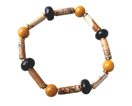 Браслет из песчаной яшмы, агата и керамики