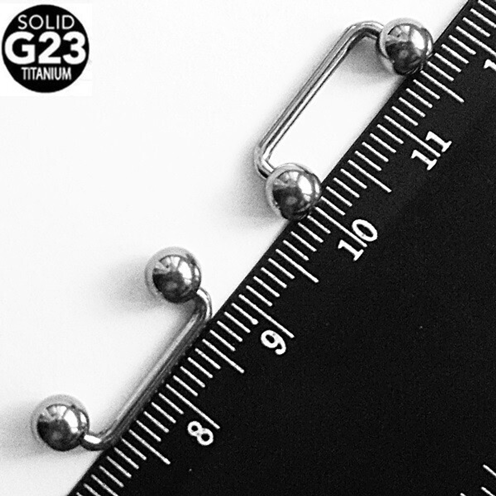 Пирсинг. Штанга для плоскостного прокола 1.6х14 мм с шариками 5 мм. Титан G23.
