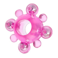 Розовое эрекционное кольцо 2см c бусинками ToyFa Basic 888004