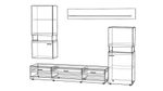 Гостиная Неворк Венге 0854 BS / Дуб Винтаж Оксид 5194 SN 313*50*198 см,    Фиеста