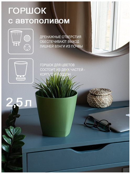 ГОРШОК Д/ЦВЕТОВ AMSTERDAM D170ММ 2,5Л ОЛИВКОВЫЙ 6200