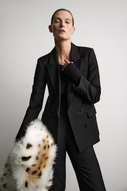 ZARA БРЮКИ ИЗ СМЕСОВОЙ ШЕРСТИ С ПОЛОСАМИ ПО БОКАМ — ZW COLLECTION, ЧЕРНЫЙ