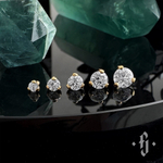 Накрутка "Three Prongs v.2" - Желтое золото - White CZ