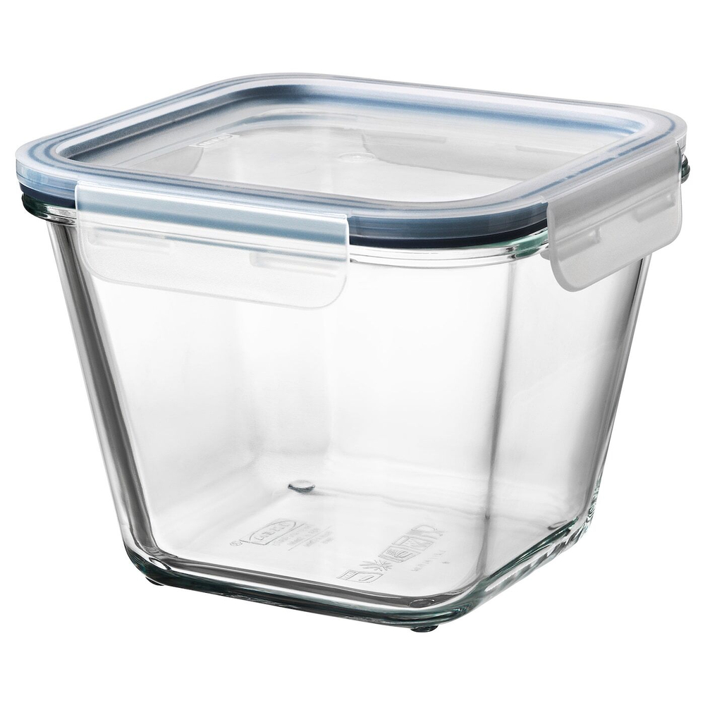 IKEA 365+ Контейнер для продуктов с крышкой, квадратный, стекло/пластик, 1,2 л