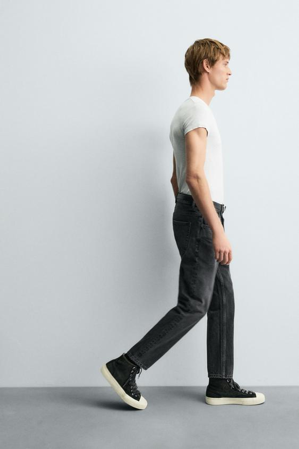 ZARA УКОРОЧЕННЫЕ ДЖИНСЫ SLIM FIT, УГОЛЬНЫЙ