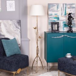 Светильник напольный торшер Терра с абажуром Сити-2 Кремовый