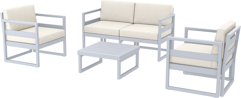 Комплект пластиковой мебели Siesta Contract Mykonos, серебристый, бежевый