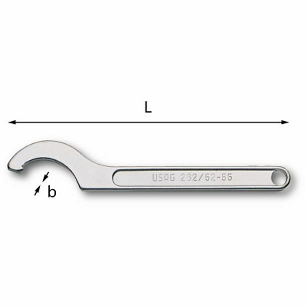 282 Крючковый ключ с квадратным выступом, 110-115 мм., USAG (Италия)
