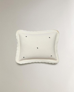 ZARA HOME ДЕТСКАЯ НАВОЛОЧКА С ПРИНТОМ, ЖЕЛТОВАТО-БЕЛЫЙ