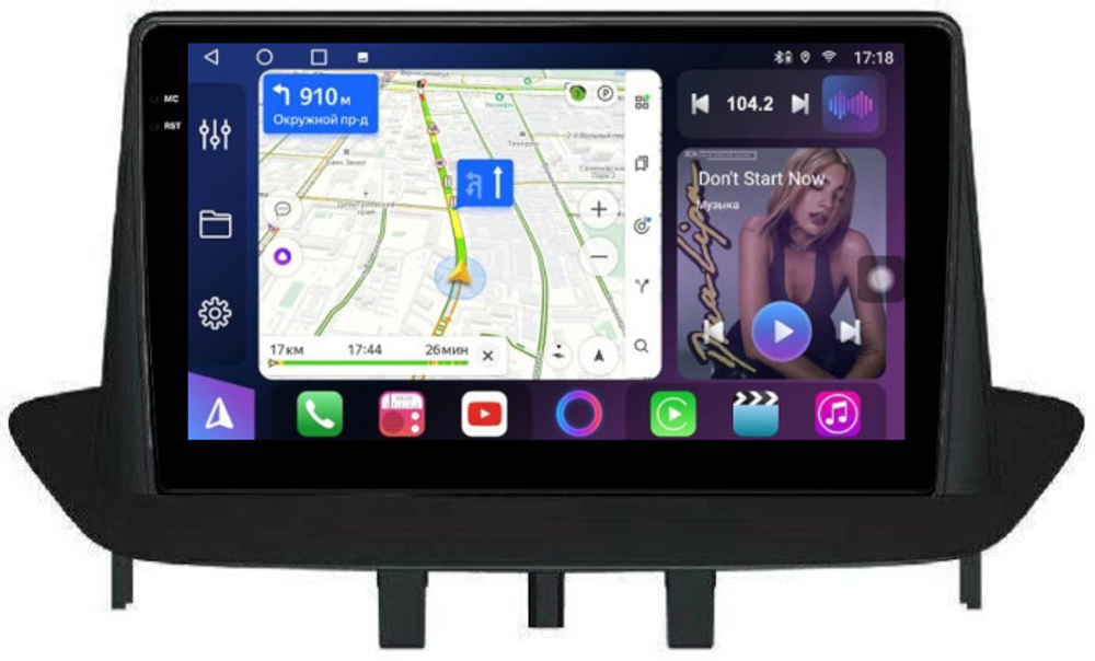 Магнитола для Renault Fluence/Megane 2009-2017 - FarCar BM145M монитор 9.5" QLED на Android 14, TS10, 4+32Гб, CarPlay, 4G SIM-слот