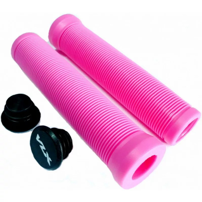 Грипсы без фланца VLX, 166мм, розовый неон, SOFT, заглушки с лого, без уп.