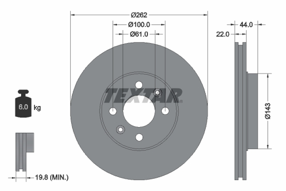 TEXTAR - 92064803-TET - Brake Disc
