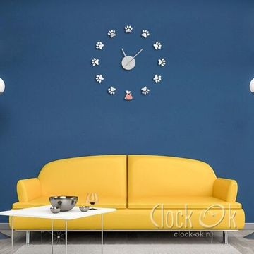 Настенные 3D часы Кошачьи лапки