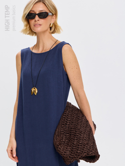 Льняной сарафан макси с карманами