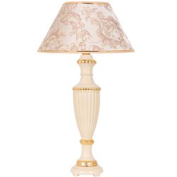 Настольная лампа Ваза Ребристая Айвори с абажуром №38 Каледония Бискотти