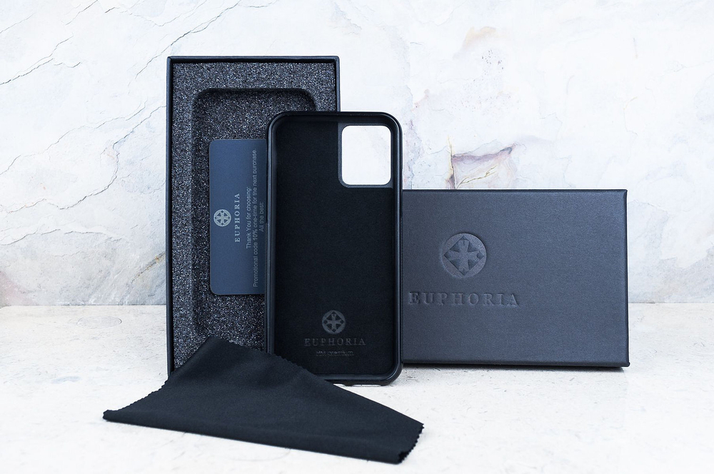 Премиальный чехол для iPhone из натуральной кожи со змеей - Euphoria HM Premium - ювелирный сплав