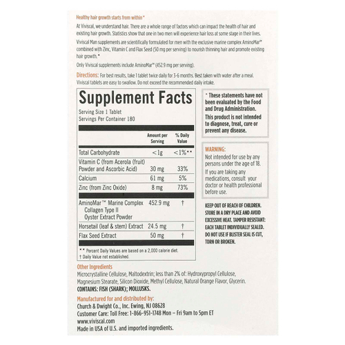 Viviscal, Для мужчин, улучшенное здоровье волос, 180 таблеток