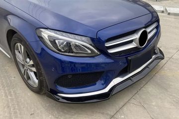 Юбка переднего бампера V.2 глянцево - черный для Mercedes W205 2014 – 2021 AMG SPORT LINE